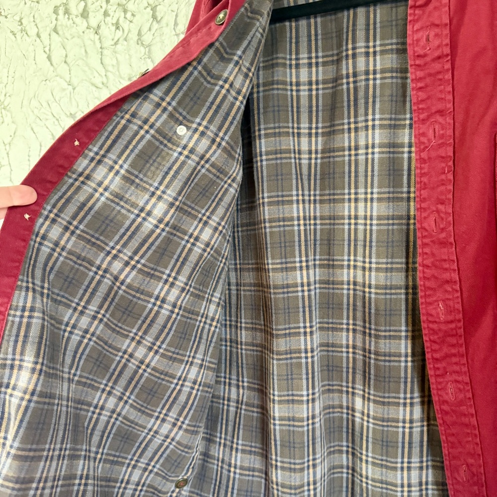 St John’s Bay Barn Jacket Red Canvas Flannel Lined Workwear Jacket - Picture 4 of 8